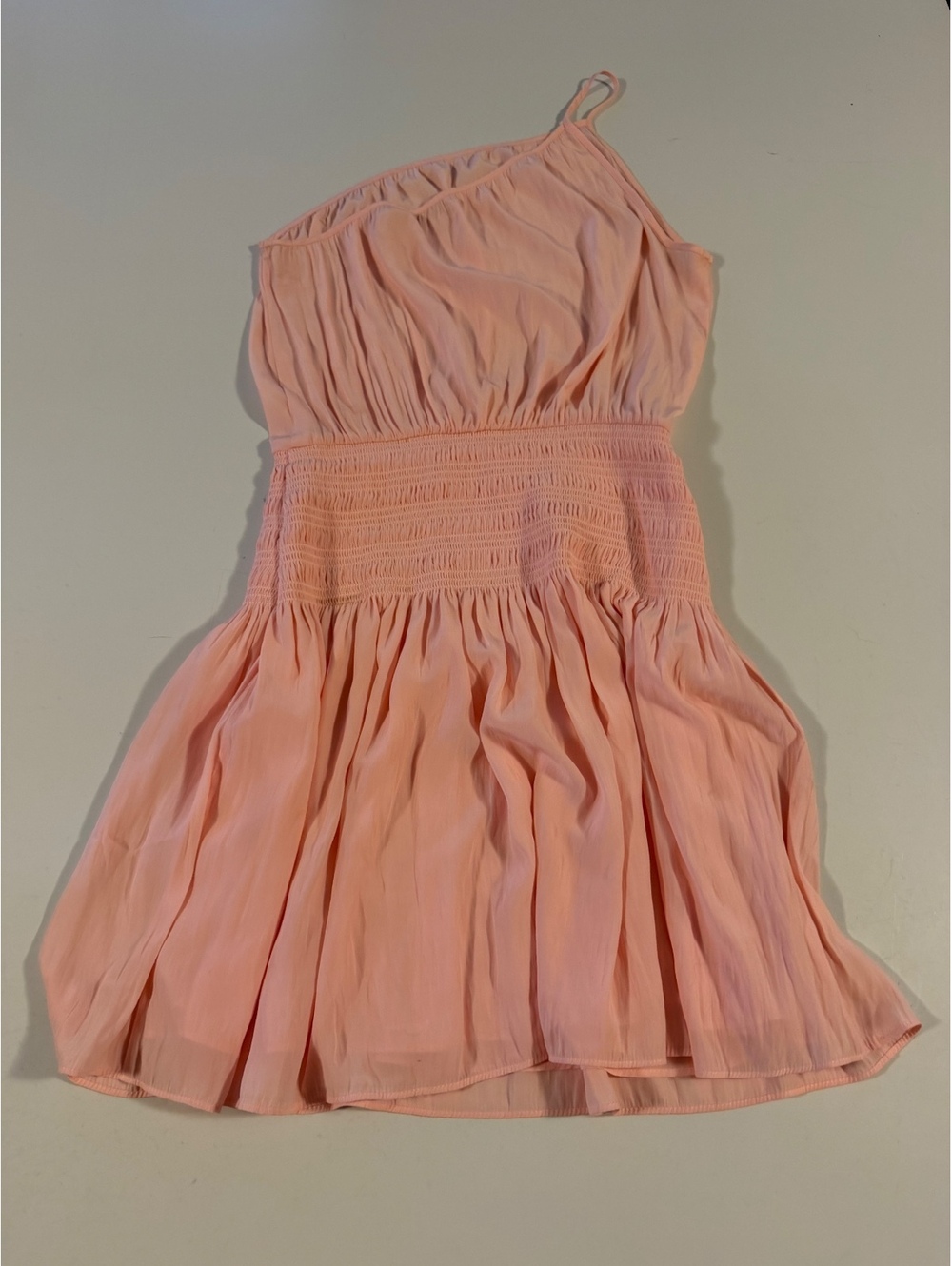 Ramy Brook Pink One Shoulder Smocked Waist Mini Dress Size Small - Picture 5 of 10